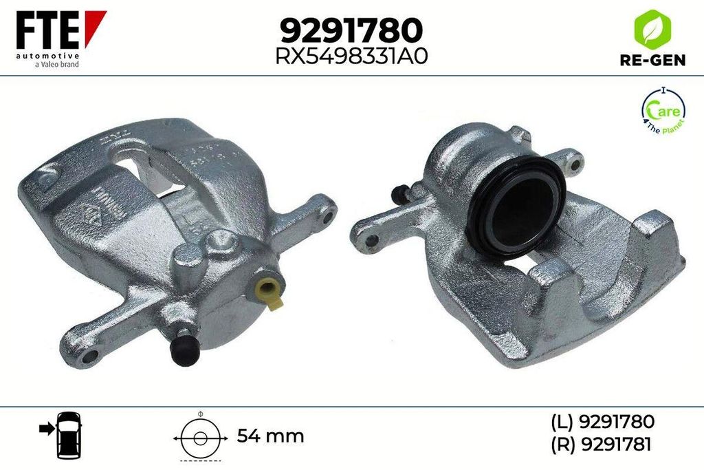FTE Bremssattel Vorne Links passend für MERCEDES-BENZ CITAN Kasten (415) Ø54mm Grau 9291780