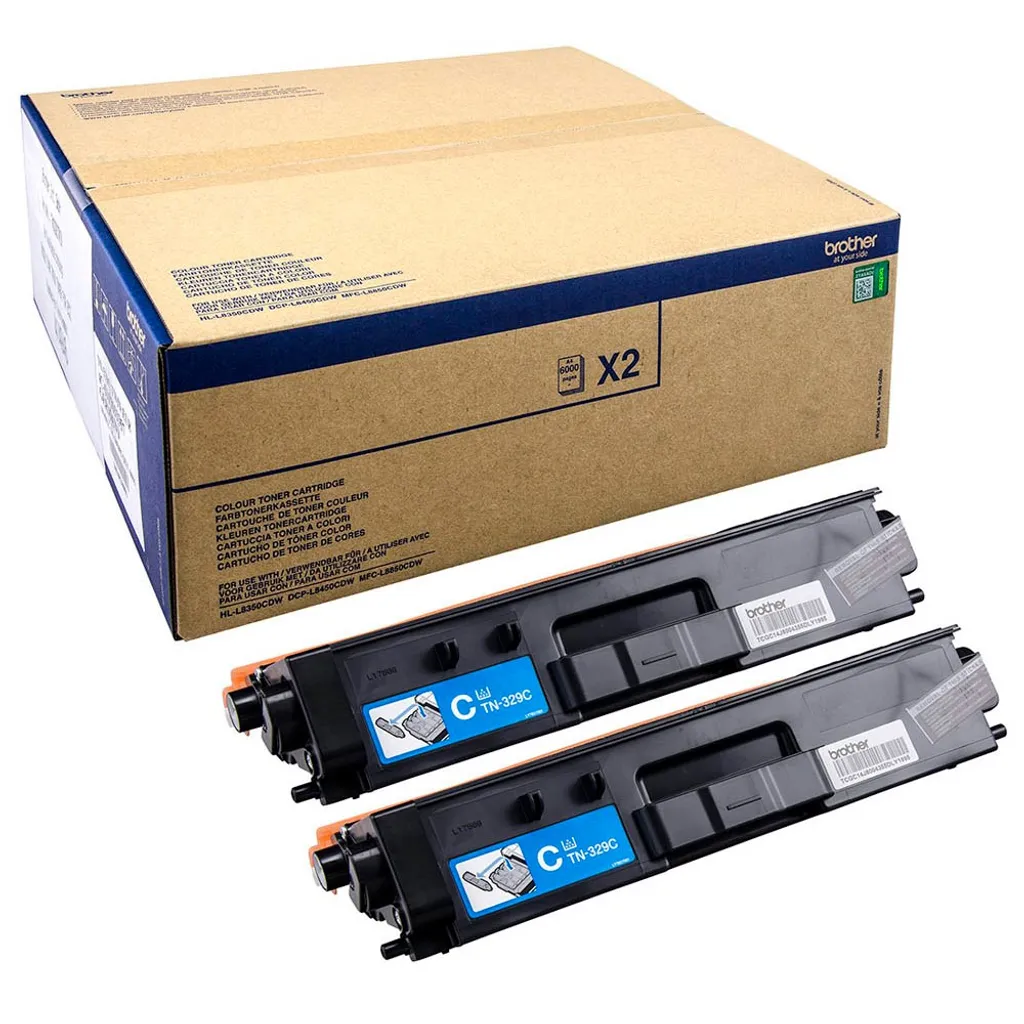 Cartouche de Toner Cyan Brother TN-329C Multipack de 2 Unités Originales
