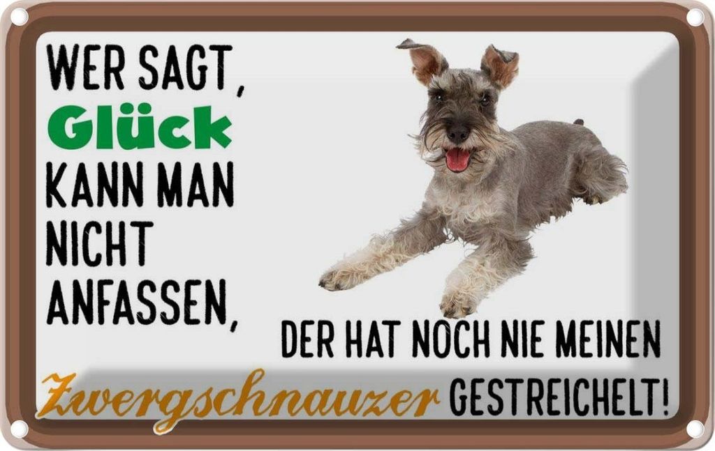 vianmo Blechschild 12x18 cm Glück Zwergschnauzer Hund Dekoration