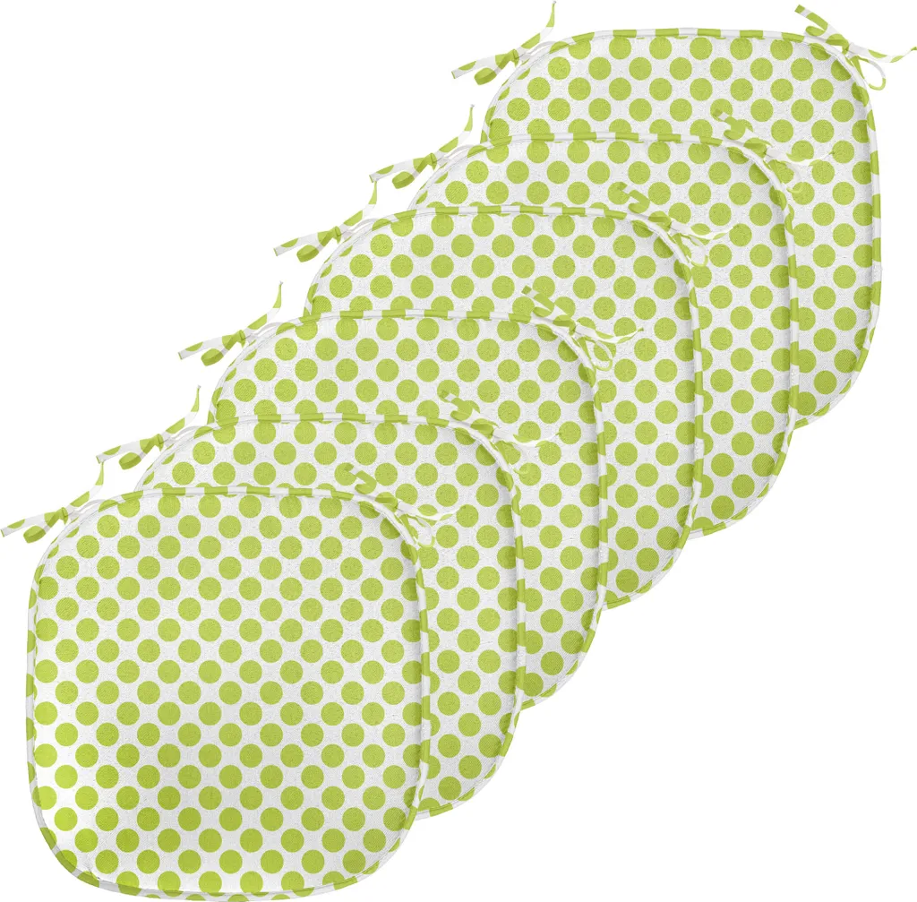 ABAKUHAUS Lot de 6 Galettes de Chaise 40x40 cm Vert Pomme à Pois