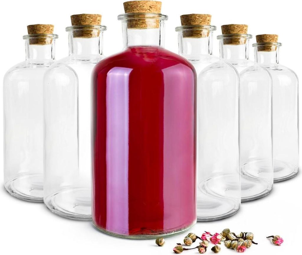 6 x Glasflaschen 500ml mit Korkenverschluss Ölflasche Likörflasche Schnapsflasche Essigflasche oder Vorratsbehälter