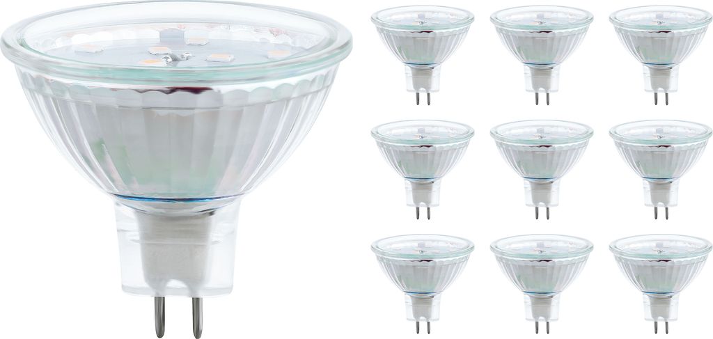 10x LED Lampe GU5.3 MR16 warmweiß 4W Leuchtmittel Strahler Spot 12V 300lm SEBSON
