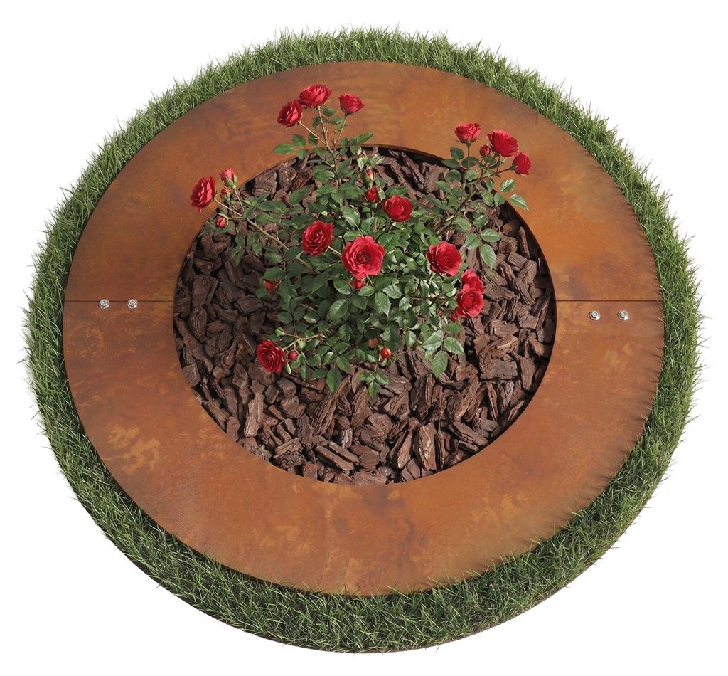 Relaxdays Baumring, Edelrost, Baumscheibe Rasenkante, Bäume & Sträucher, Ø 50 cm, Pflanzring Garten, Cortenstahl, braun