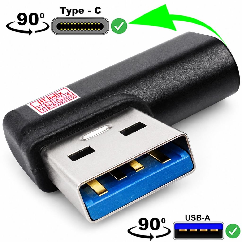 USB-A Stecker auf USB-C Buchse Winkel Adapter für Alienware, MSI Gaming Laptop Notebook PC