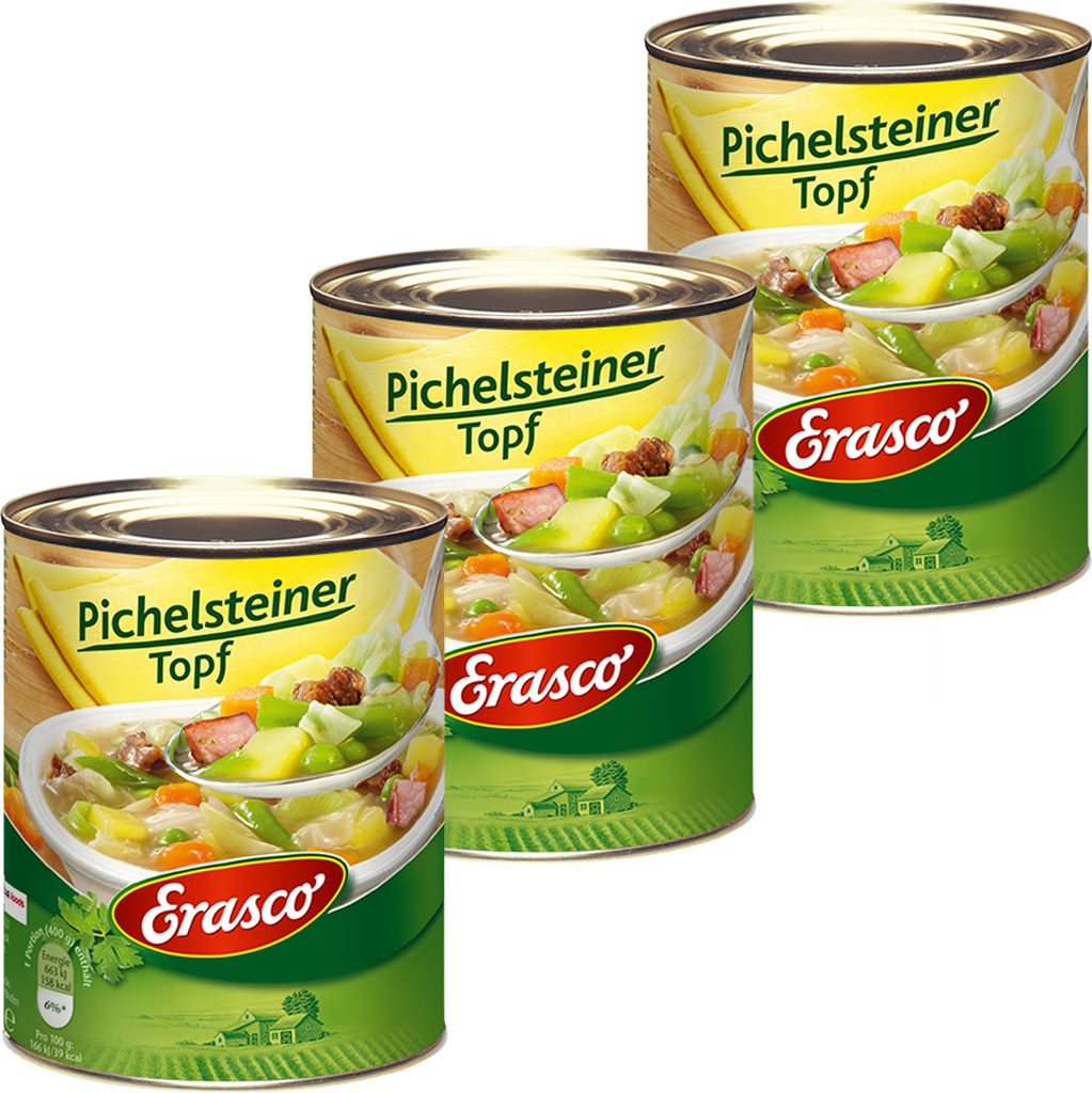 Erasco Pichelsteiner Topf mit Rindfleisch und Gemüse 800g 3er Pack