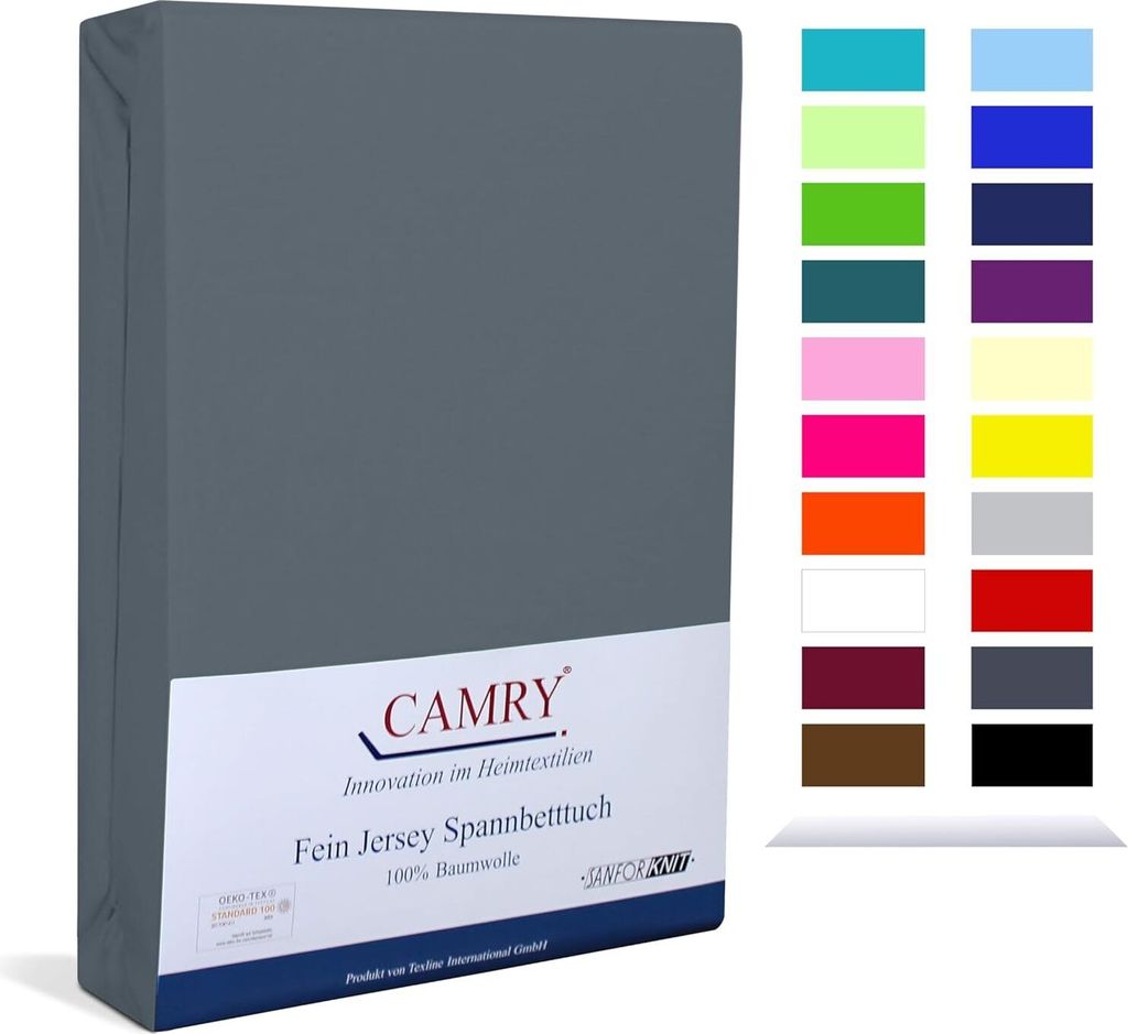 Carmy Spannbettlaken für Kinderbett und Babybett Jersey 60x120 - 70x140 cm Grau 100% Baumwolle