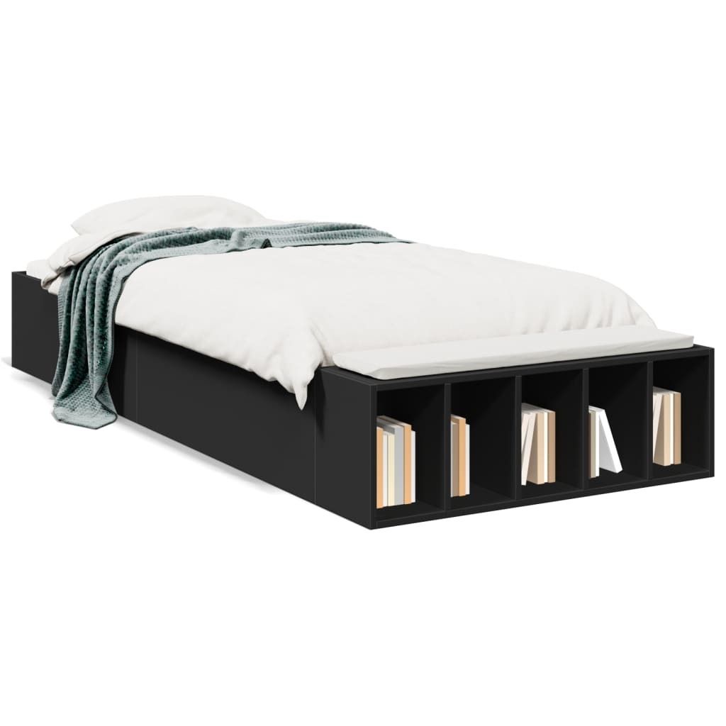 vidaXL Cadre de lit noir 90x190 cm bois composite Image du produit 