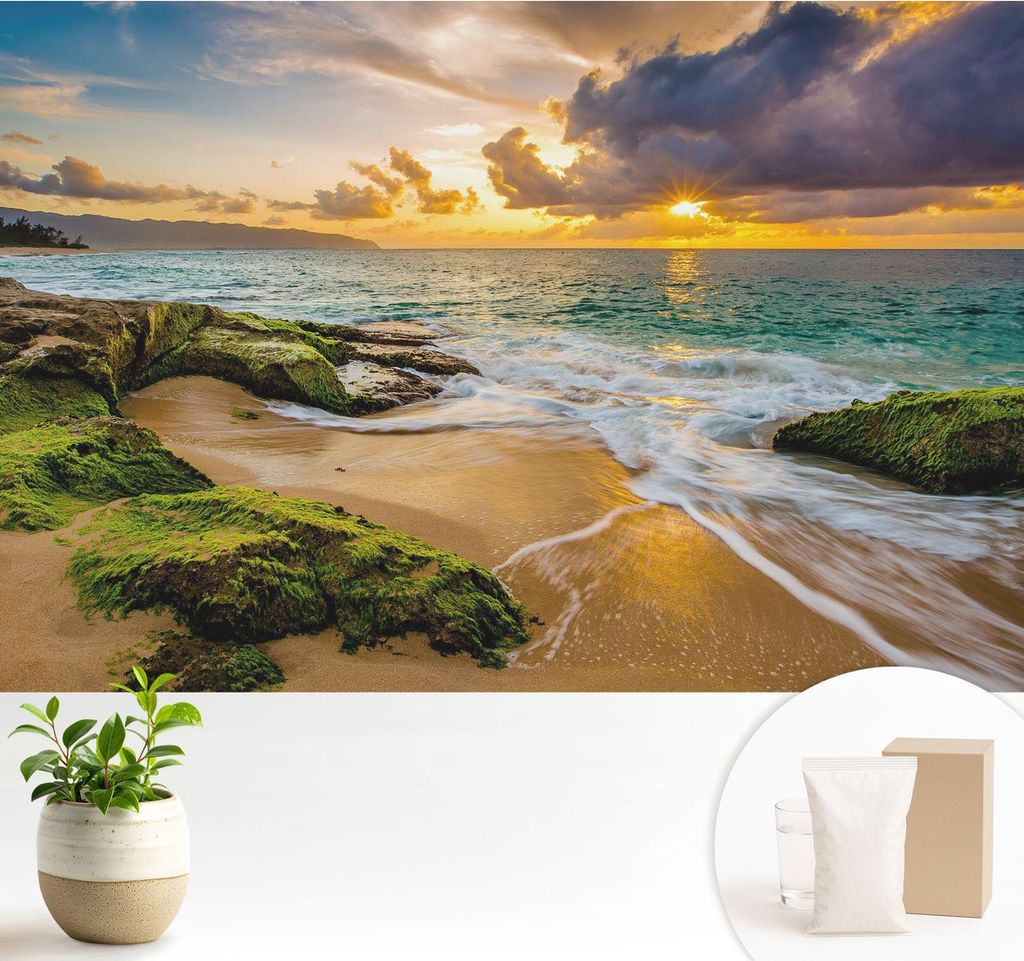 Fototapete - 104x70 cm - Tapete - Wandtapete - Wandbilder - Dekofolie - Tapete Folie - Wand - Dekoration - Wohnzimmer - Maritime Harmonie