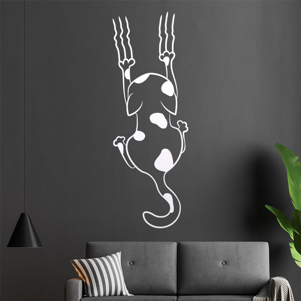 Katze rutschen Krallen Wandtattoo in 6 Größen - Wandaufkleber Wall Sticker - Dekoration, Küche, Wohnzimmer, Schlafzimmer, Badezimmer
