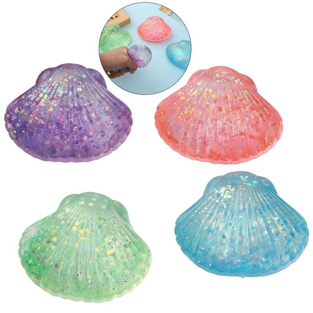 4 Stück Muschel Squishy Slow Rising Quetschspielzeug Anti Stress Knautschspielzeug Weiche Ausführung