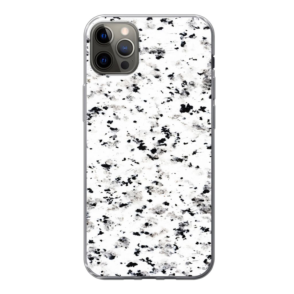MuchoWow Handyhülle Schutzhülle Hülle für iPhone 12 Pro Max Marmor - Punkte - Weiß Silikon Softcase Handy Hülle - Hartschale