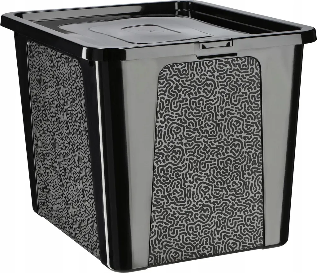 Boîte de rangement 30l pour garage et cave : plastique noir très robuste
