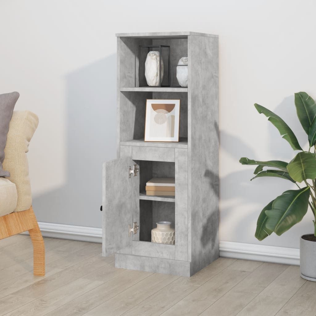 BEI CLORIS Highboard Betongrau 36x35,5x103,5 cm Holzwerkstoff,17,5 Kg
