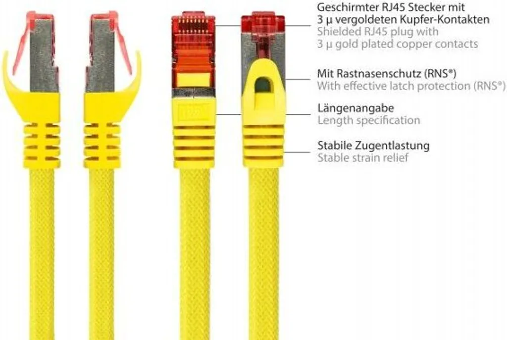 Cavo LAN 20m Cat.6 Python Giallo Nylon - Robusto e Schermato