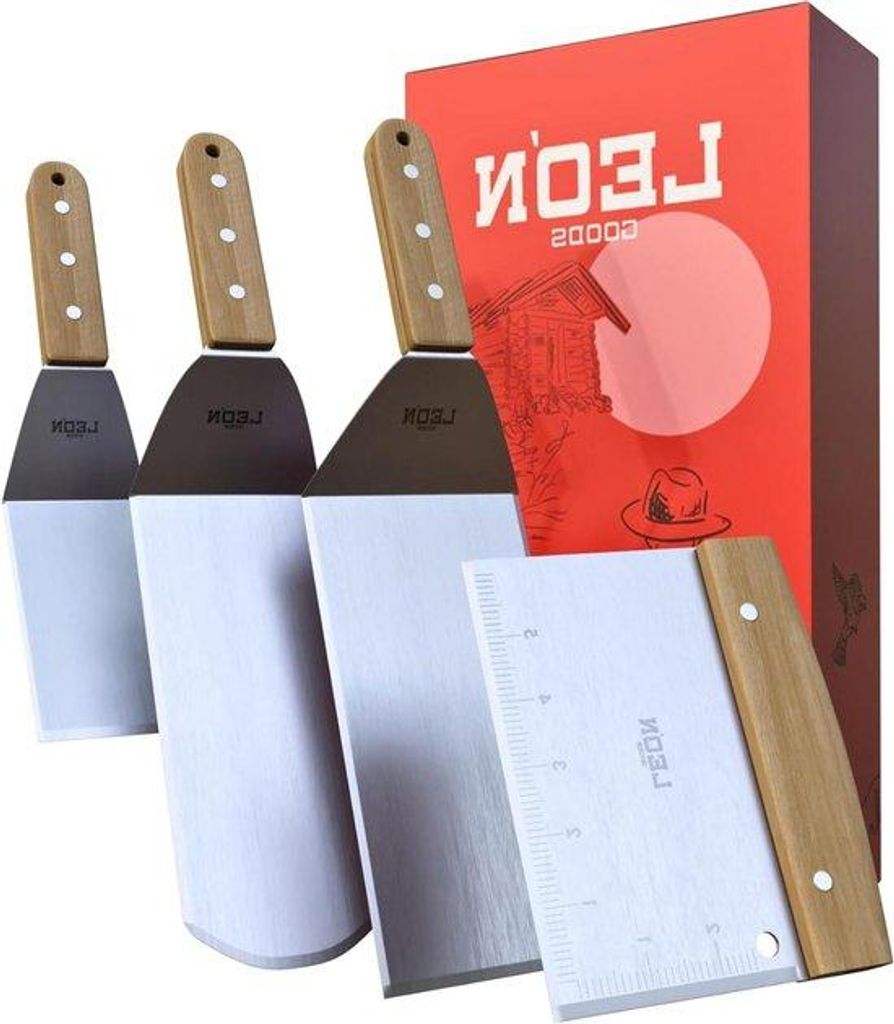 Edelstahl Grillzubehör, lange Spatel, Plancha Grillplatten