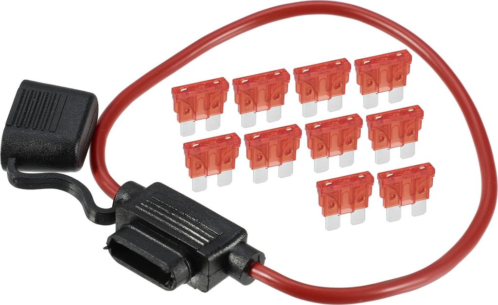 10A Standard Blade Style Sicherung 12 AWG Sicherungshalter Wasserdichter Sicherungshalter Blade Style Inline Sicherungshalter Metall Schwarz