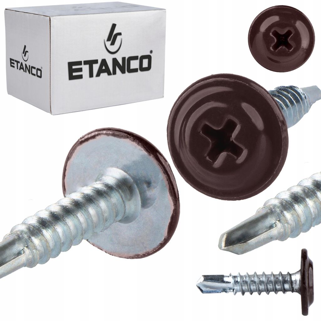 ETANCO GM-B Selbstbohrschrauben für Stahl Dach RAL 8017 Schokoladenbraun 4,2 x 19 mm 250 Stk.