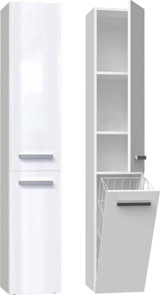 Badezimmerschrank NEL IV 31x30x174 cm  weiß  glänzend Produktbild 