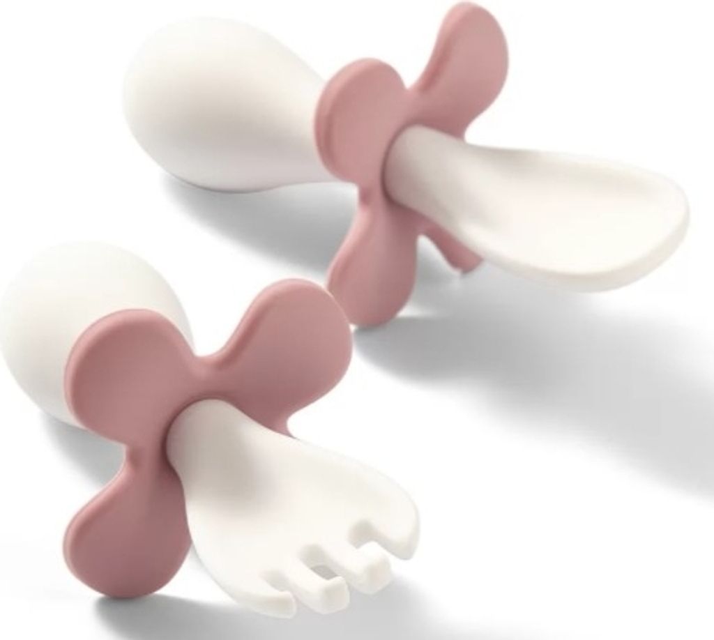 BabyOno Ergonomická sada dětského příboru - bílá, růžová Obrázek produktu 