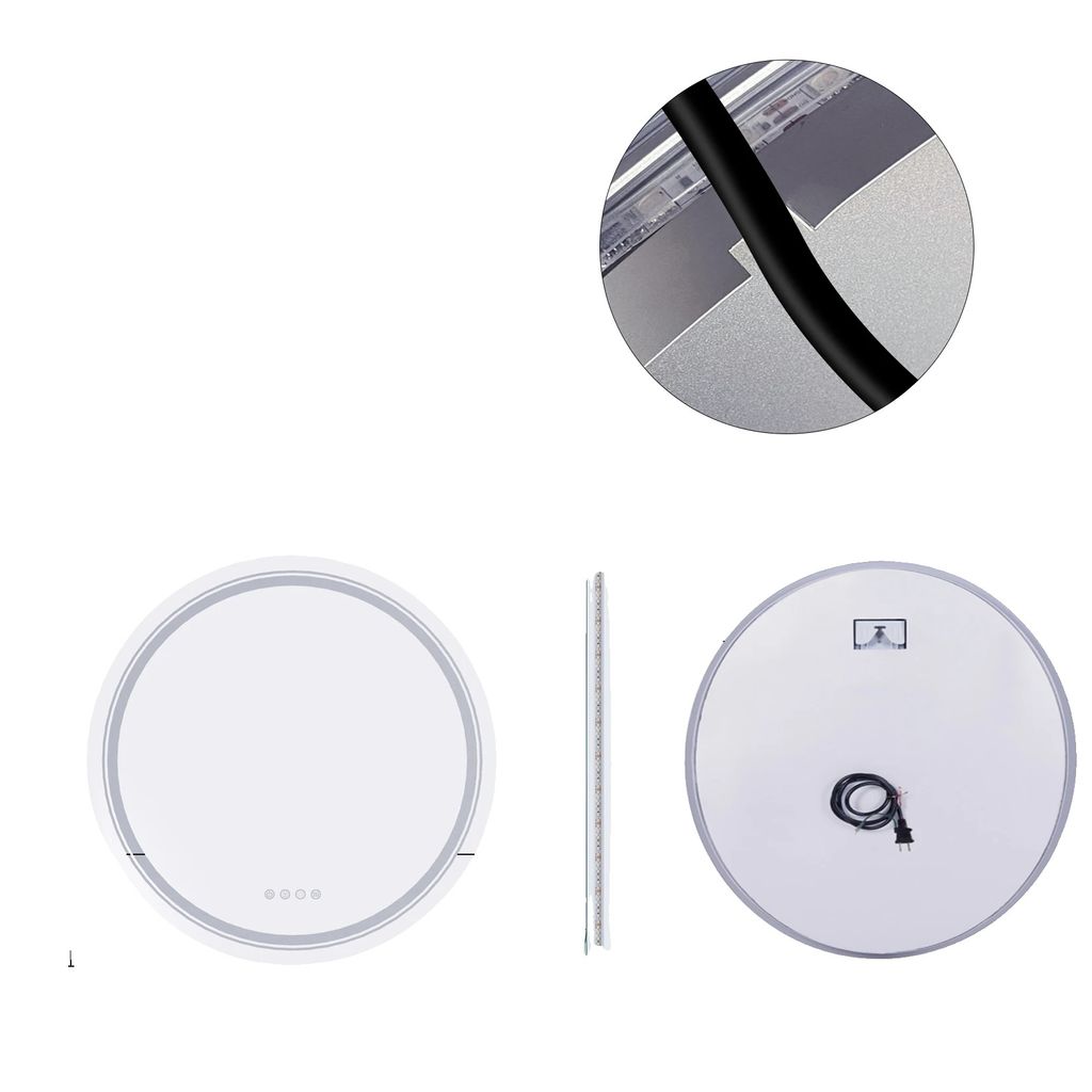 Runder LED-Badez mirrors, RGB-Hintergrundbeleuchtung, Touch-Sensor , 23,6x23,6 Zoll