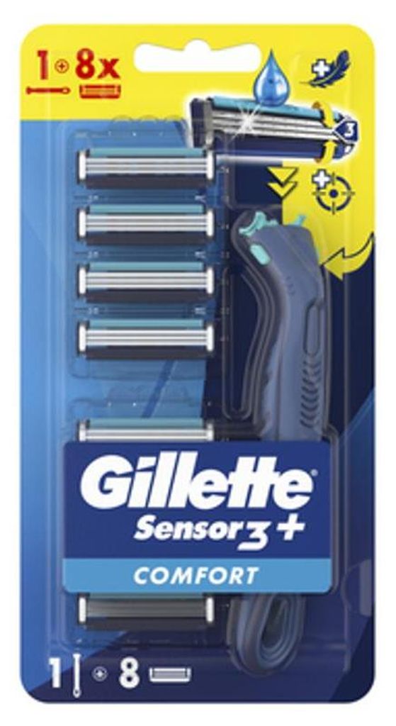 Gillette Sensor 3+ Comfort Rasierer + 8 Klingen