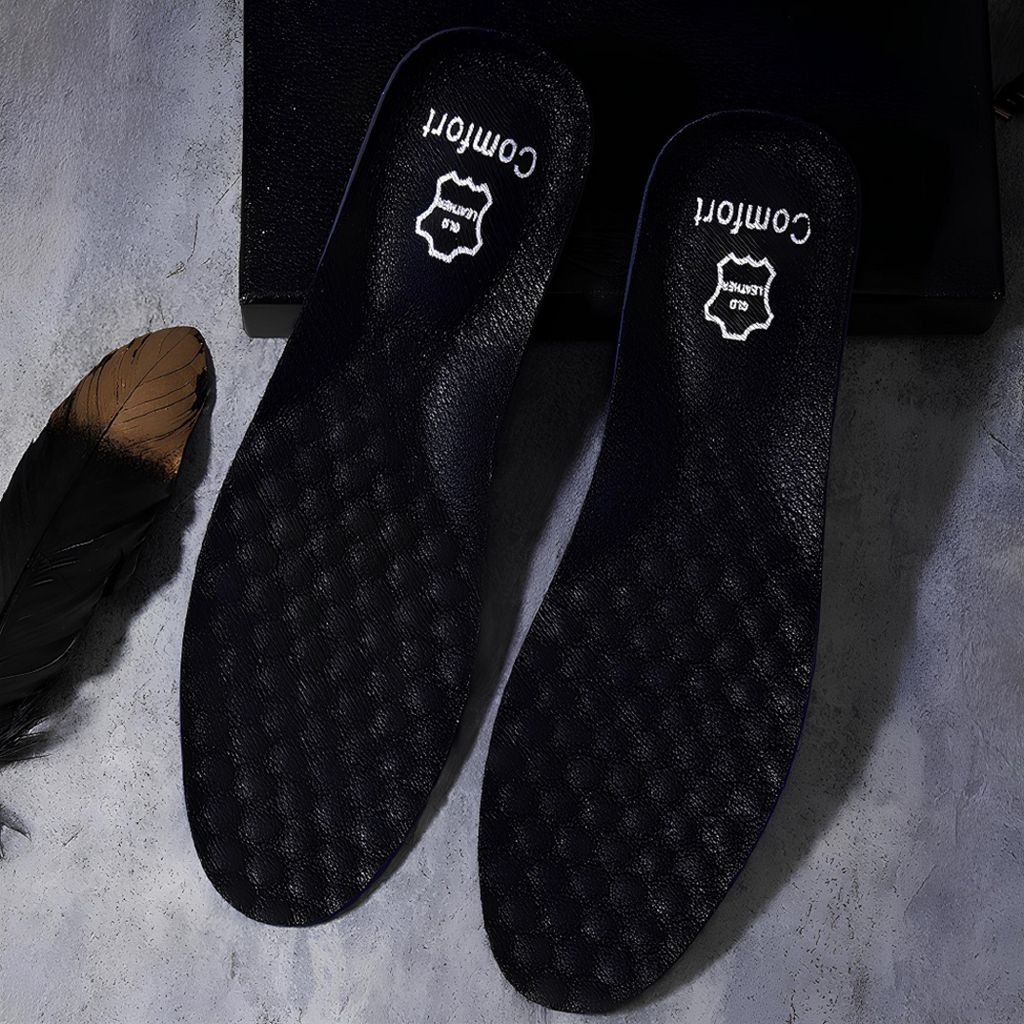 COOL-i 2 Paar Stoßdämpfende Atmungsaktive Sport-Komfortschuhe mit Einlegesohle aus Leder (Schwarz 39-40)