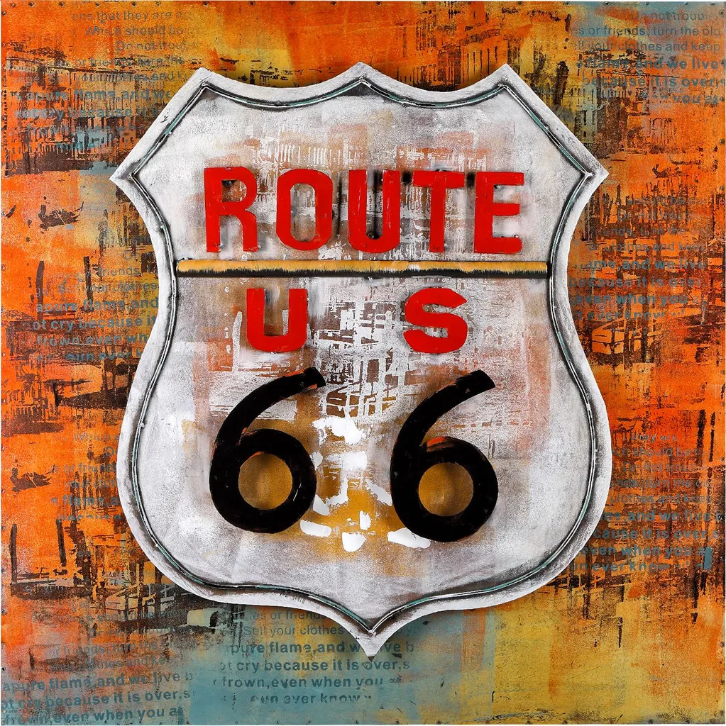Tableau Métal Route 66 80x80 cm : Habillez vos Murs avec Style et Relief