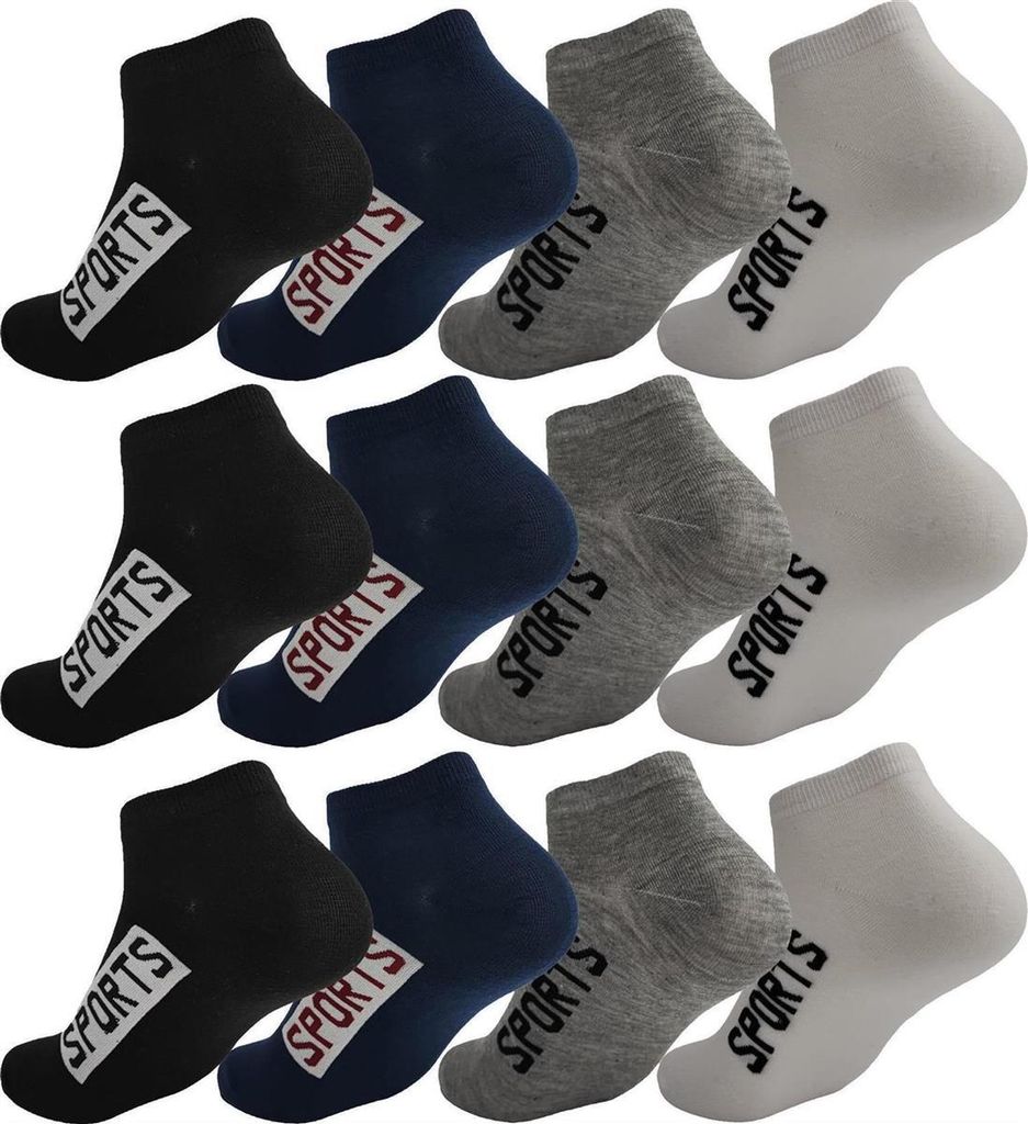 12 Paar Sneaker Socken Herren Damen – 95% Baumwolle – Uni Produktbild 