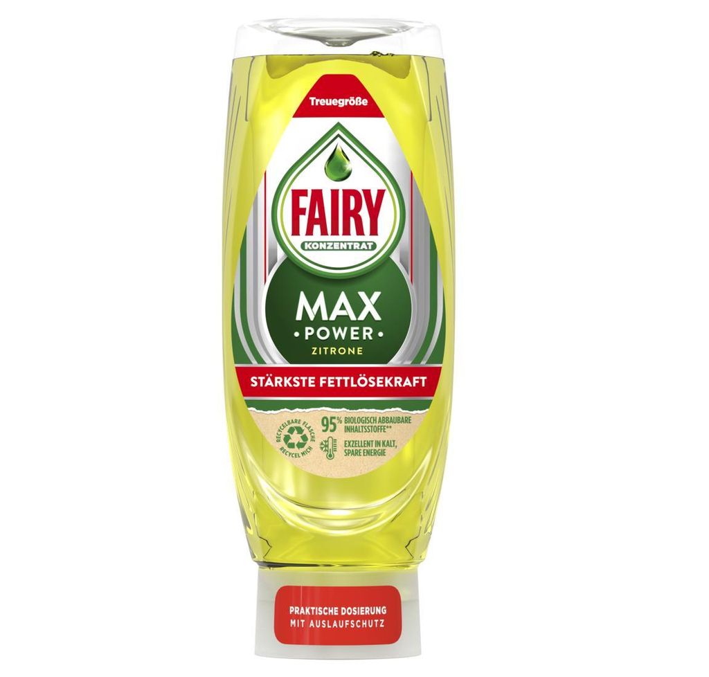 A bottle of Fairy dish soap with lemon scent.