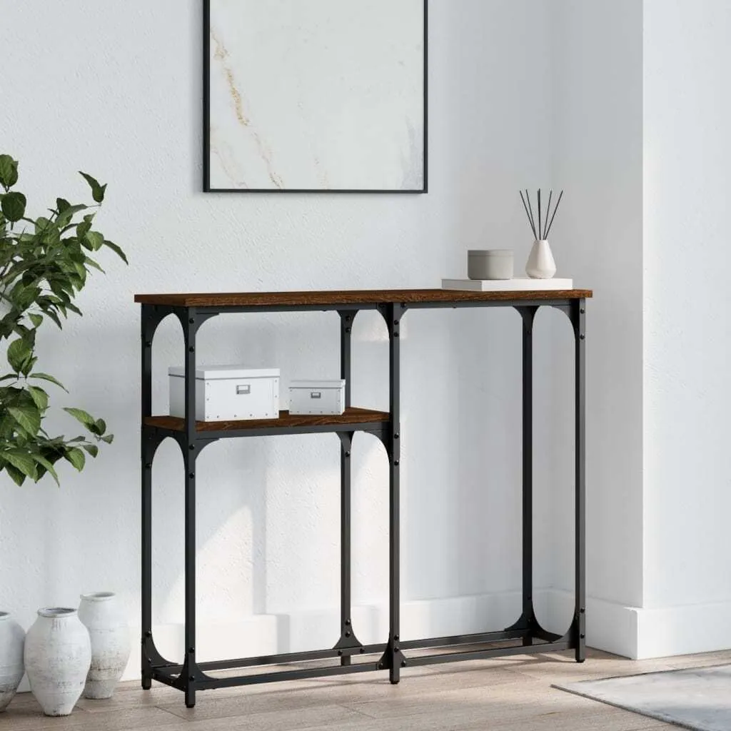 Consolle Ingresso Robusta 90x22,5 cm Marrone | Mobile Multiuso Legno