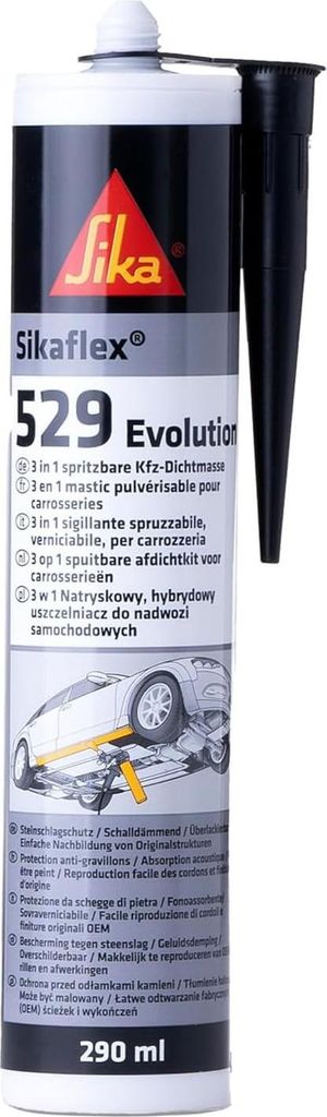 SIKA – Dichtstoff – Sikaflex 529 Evolution Schwarz – ideal für Karosserieabdichtungen – lösemittelfrei – 290 ml