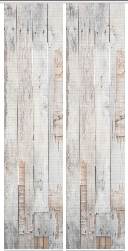 VISION S LIZZA Schiebegardine, halbtransparente Bambus-Optik, 260x60 cm, grau, Holzmotiv