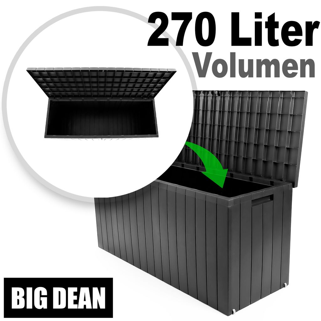 BigDean Gartenbox 270 L mit Rollen aus wetterfestem Produktbild 5
