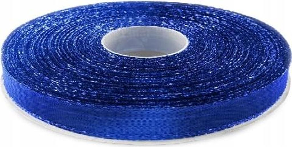 METALLIC RIBBON Dekoband auf Rolle BLAU Weihnachten 6mm x 22m