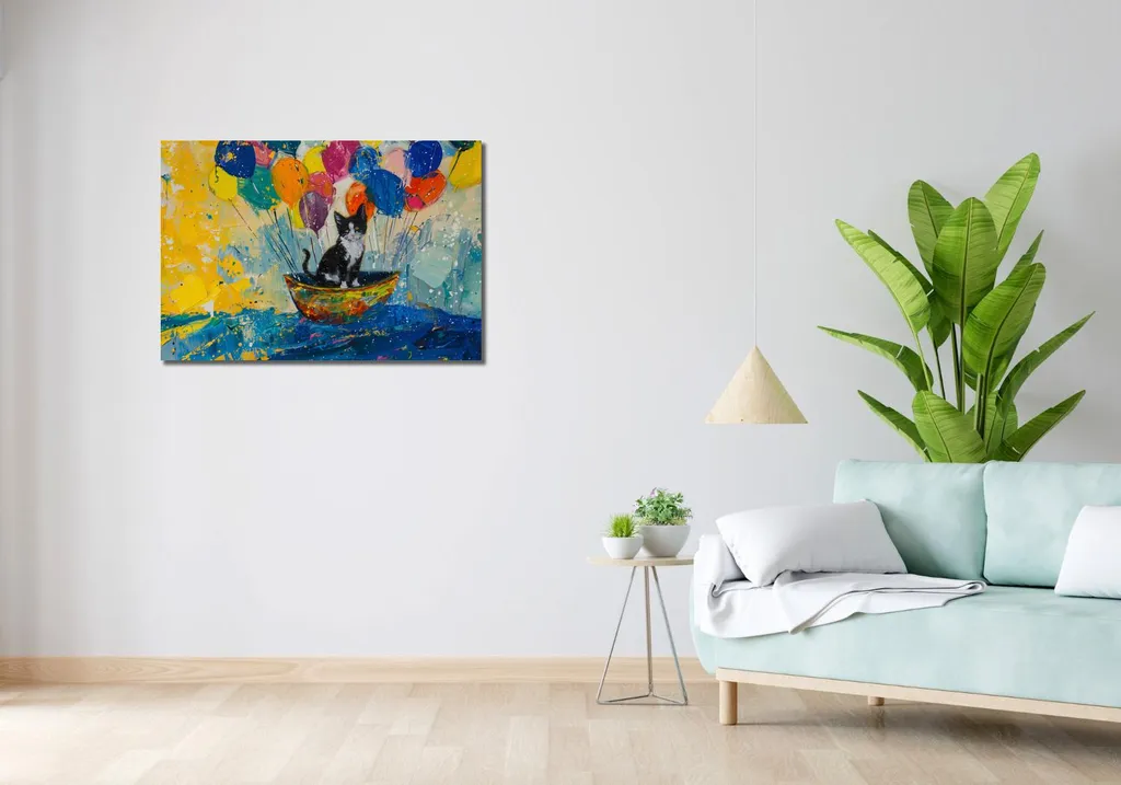 Quadro 90x60cm Gatto sulla barca - 2