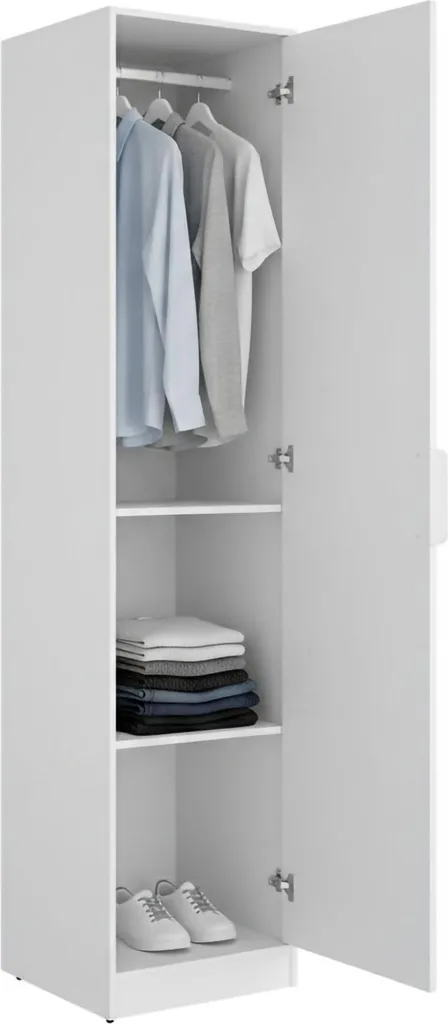 Penderie 1 Porte Blanche Calvert Meuble de Rangement Entrée et Chambre
