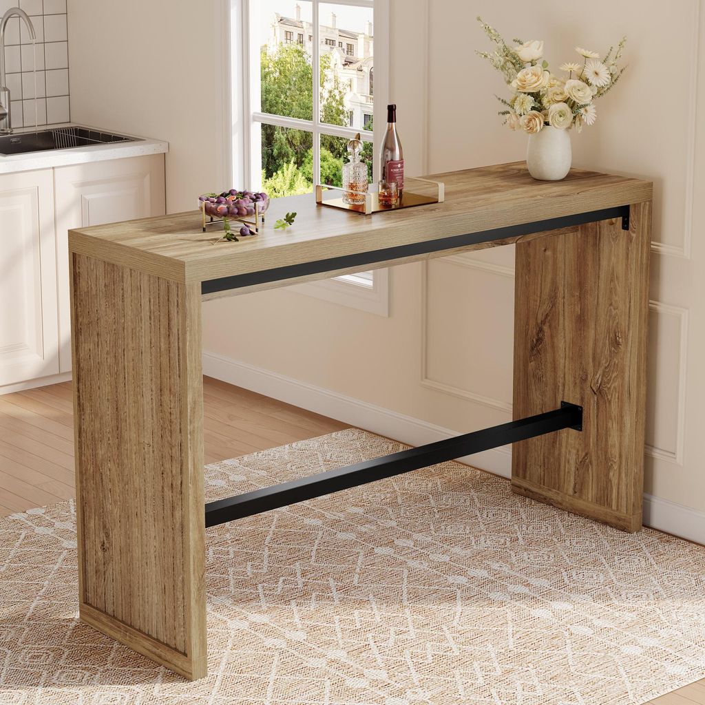 Tribesigns Bartisch, 140 cm Stehtisch mit Metallfußstütze, Produktbild 