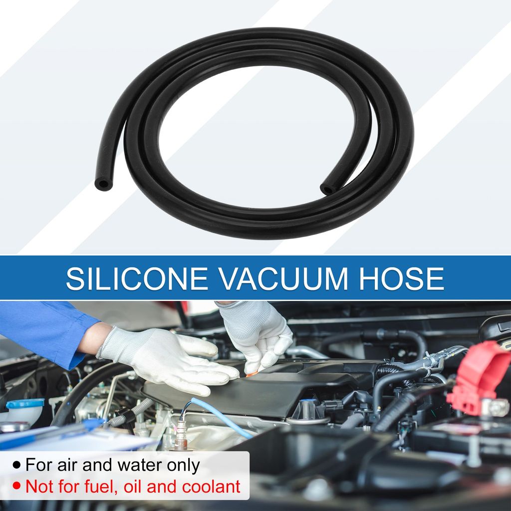 Silikon-Vakuumschlauch Hochtemperatur 4FT 3/16" 5mm ID 2,5mm Dicke Automobil-Vakuumschlauch Silikon Schwarz 1 Stück