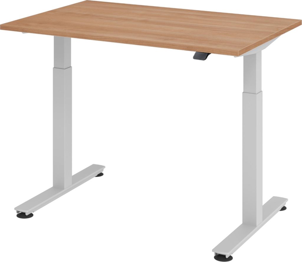 bümö Schreibtisch elektrisch XMST - Gestell: Silber, Größe: 120 x 80 cm, Nachbildung: Nussbaum