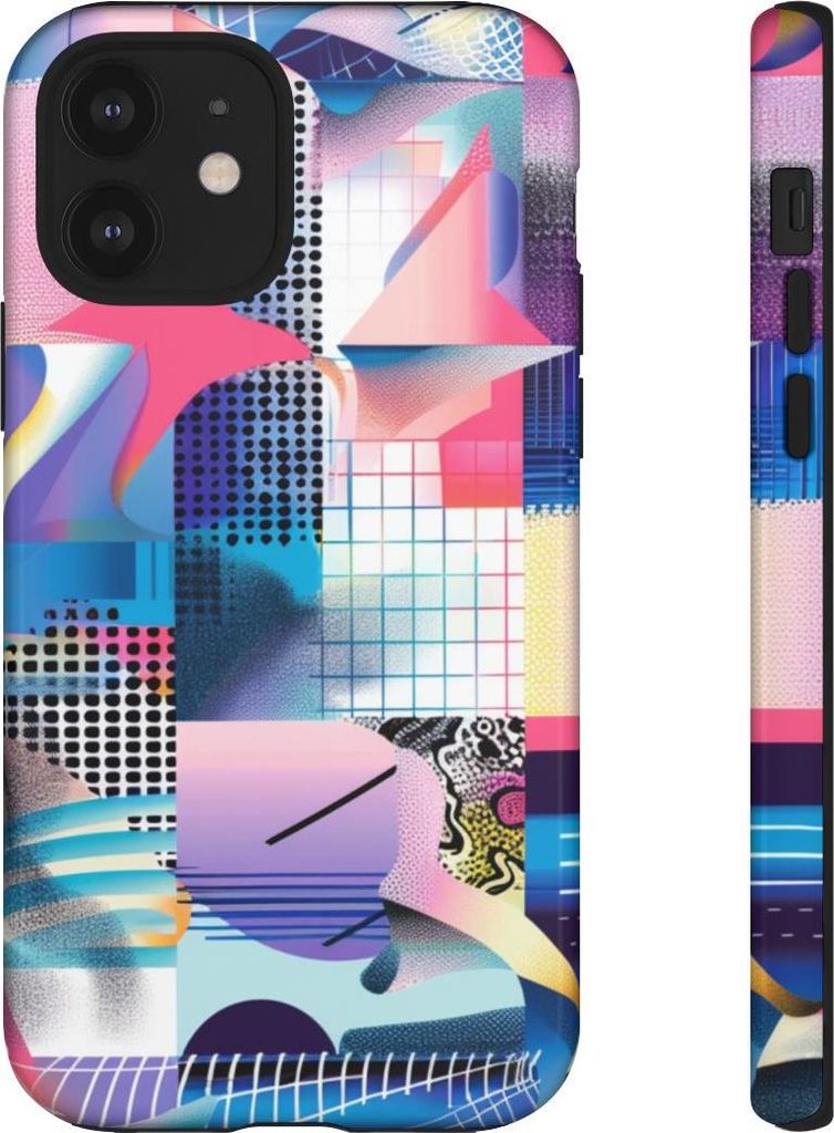 Buntes abstraktes Geometriemuster – Hülle Kompatibel mit iPhone 12