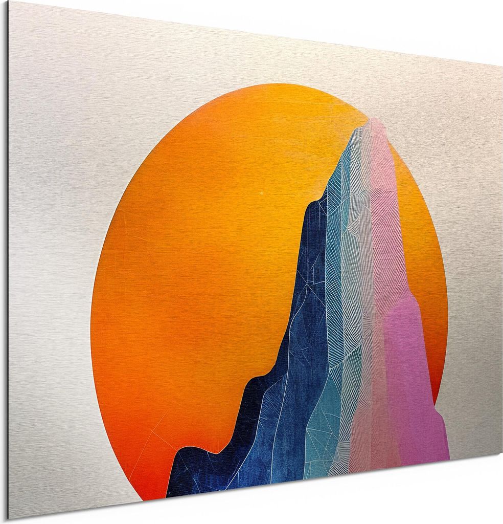 DEQORI Alu-Dibond Bild Silber 60x40 cm 'Farbschichten der Höhe' Wandbild Metall dünn