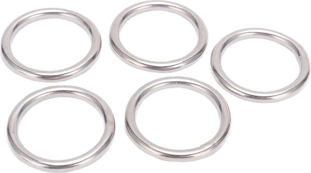 5 Stück runde O-Ringe aus Edelstahl 304, vielseitig einsetzbar, nahtlos, zum Schweißen, für Yogaringe, Hängematten, Segeln und Tauchen