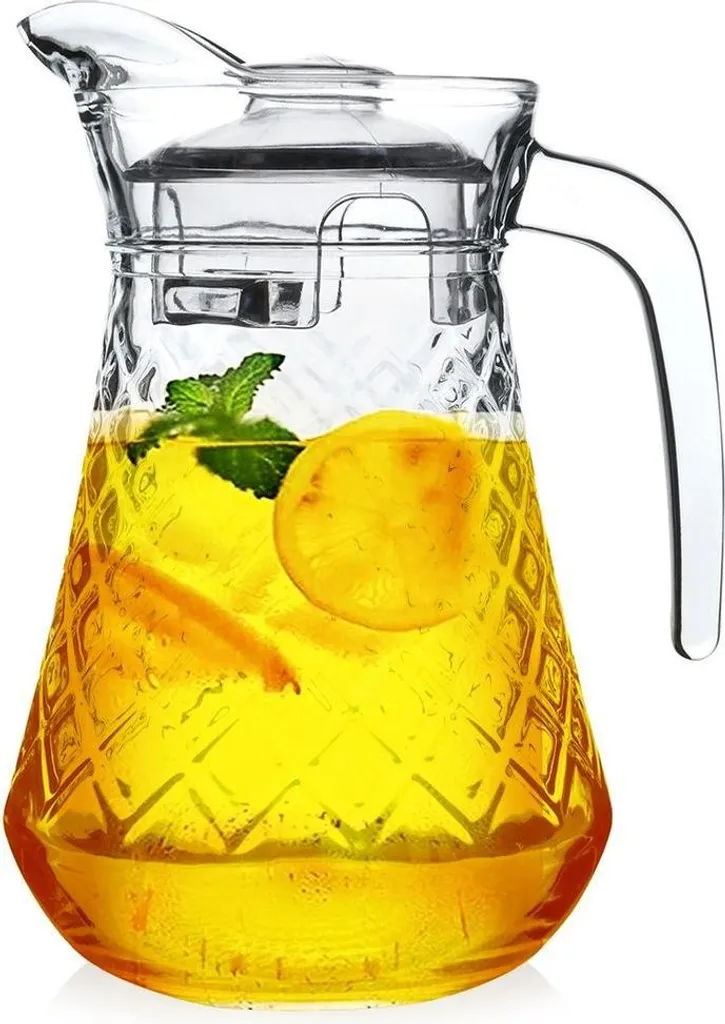 Caraffa in Vetro Design 1.4L - Brocca con Coperchio per Limonata