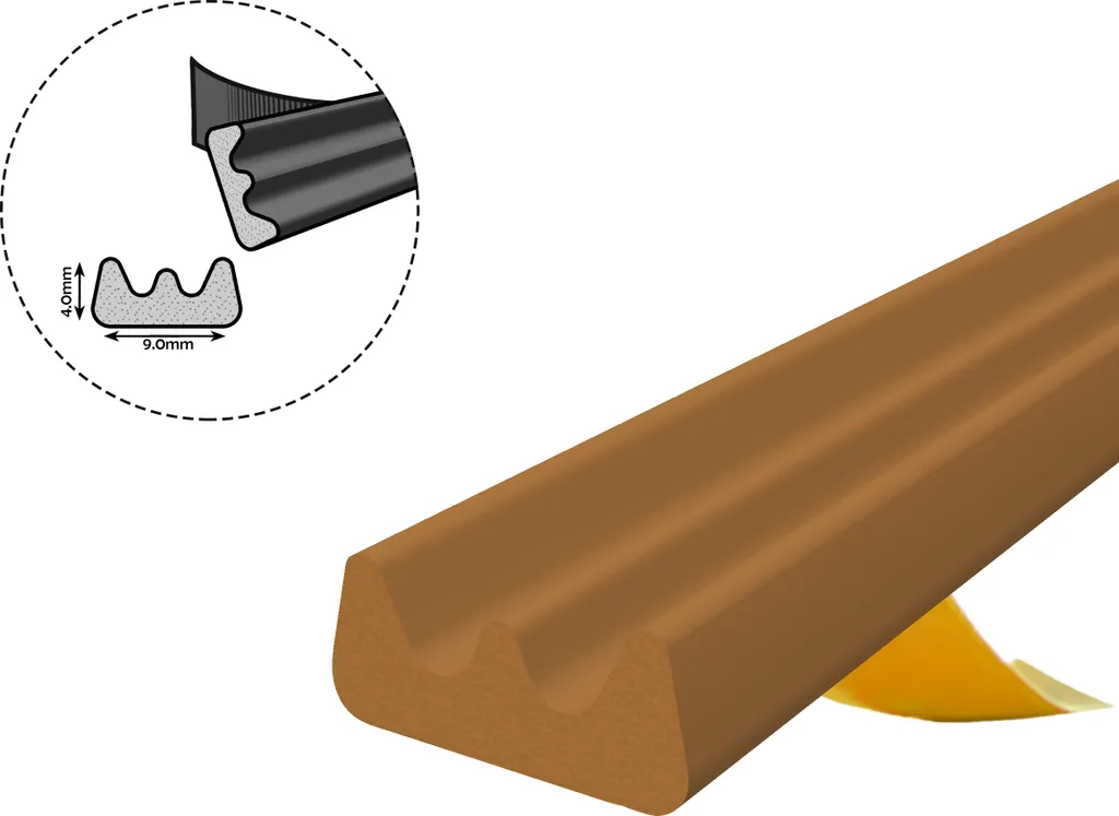 Joint de porte et fenêtre isolation thermique profilé E EPDM brun 100m