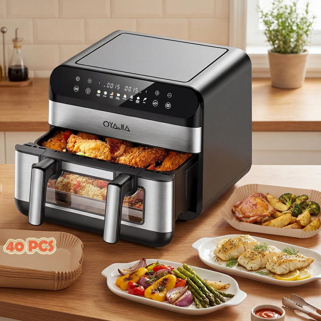 Dual Zone Heißluftfritteuse, Air fryer mit 9.8l-Fach und Produktbild 