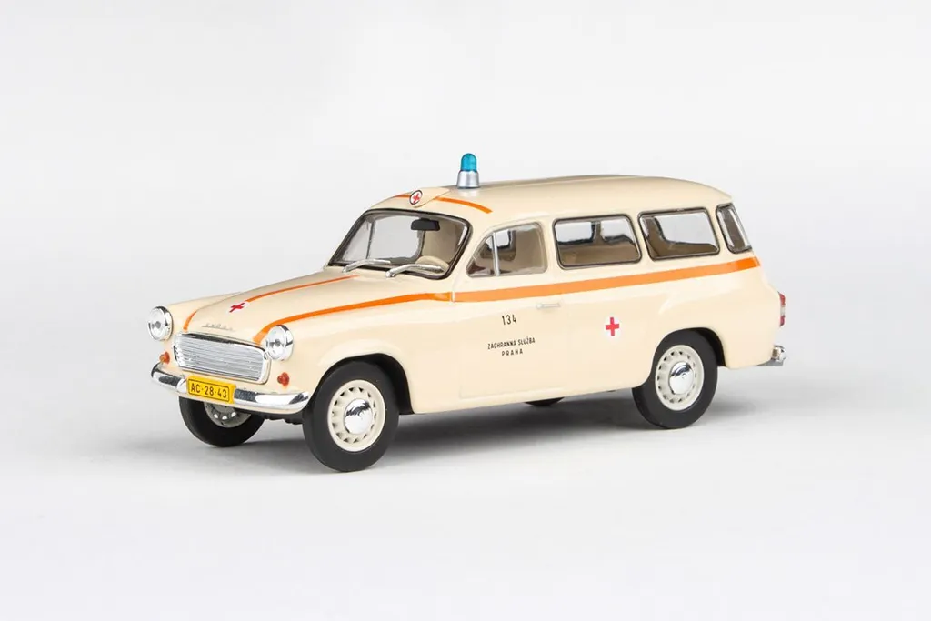 Voiture Miniature Škoda 1202 Sanitka 1964 - Modèle Réduit Abrex 1:43