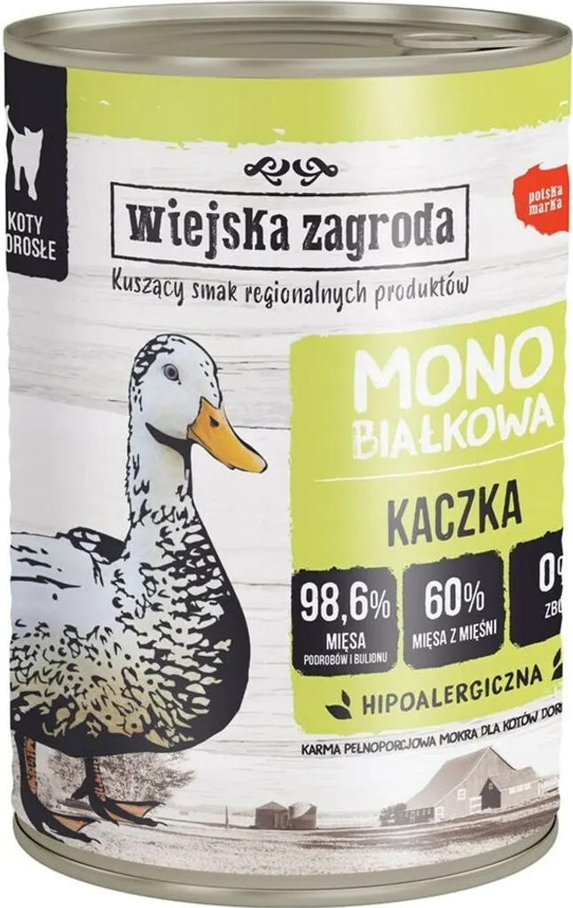 Wiejska Zagroda Monoprotéine Canard 400g - Pâtée sans céréales chat