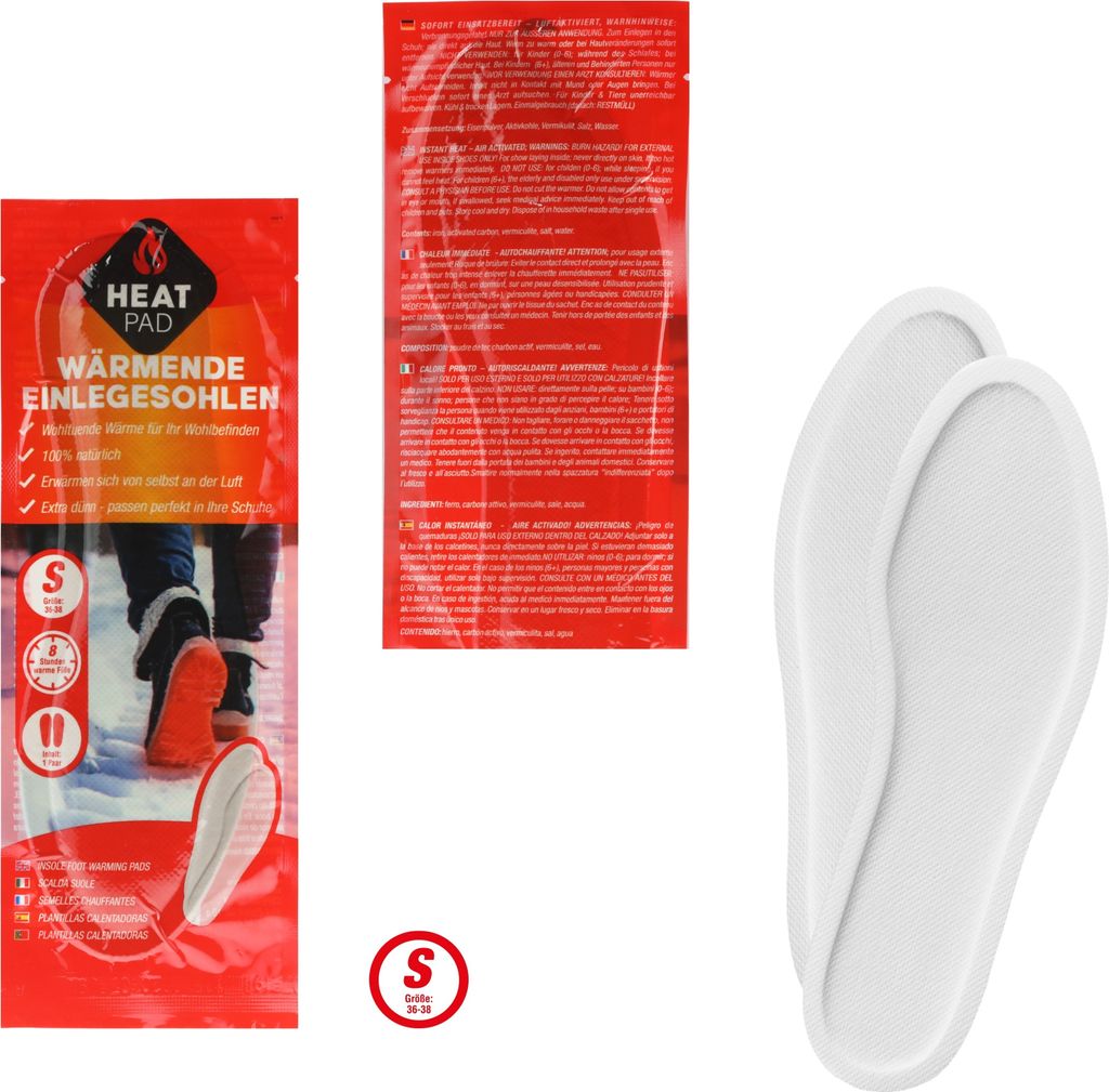 Einlegesohlen Thermoeinlegesohlen Wärmesohlen 5 PAARE Fußwärmer Heizsohlen S Wärmeeinlagen für Schuhe 8h wärme Schuhwärmer Meinposten Größ...