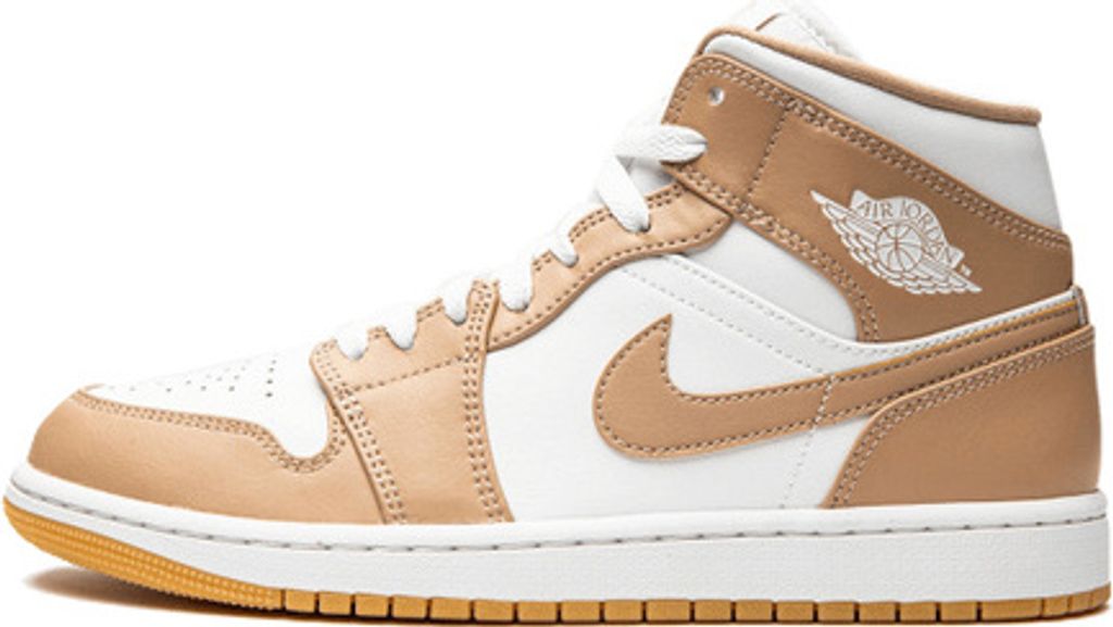Nike Air Jordan 1 Mid Hemp Tan Gum 42,5 Herren Sneaker Beige White