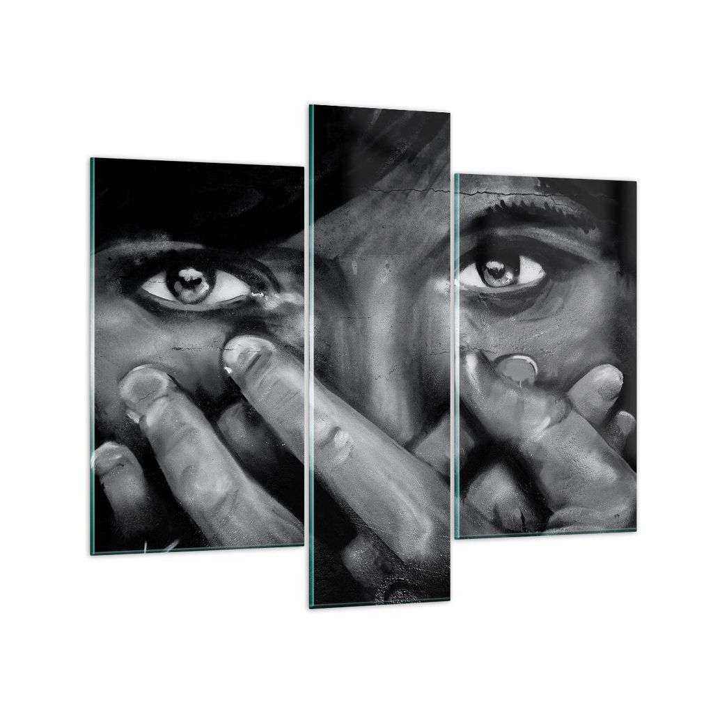 Bilder auf glas - Graffiti Wand Farbe Malerei - 95x80cm - Glasbilder - Wandbilder - Kunstdruck - zum Aufhängen bereit - Wanddekoration aus Glas - ...